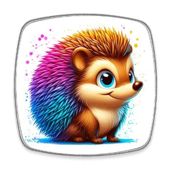 Igel - Viereckiger Kühlschrankmagnet - Weiß - Vorne