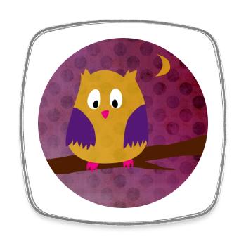 Eule Uhu Dots Punkte Kreis Wald lila Kinder Tiere - Viereckiger Kühlschrankmagnet - Weiß - Vorne