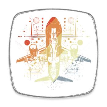 Dessin d’avion Look rétro - Magnet carré - blanc - Devant