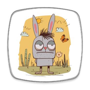 Lapin de mauvaise humeur - Magnet carré - blanc - Devant