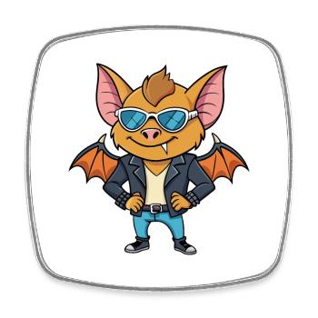 Lunettes de soleil Bat Funny Cartoon Kawaii Jacket - Magnet carré - blanc - Devant