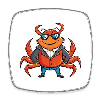 Crab Funny Cartoon Kawaii Jacket Sunglasses - Square fridge magnet - white - Front