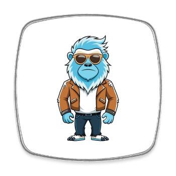 Yeti Lustige Cartoon Kawaii Jacke Sonnenbrille - Viereckiger Kühlschrankmagnet - Weiß - Vorne