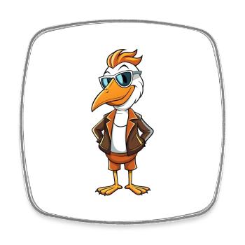 Pelican Funny Cartoon Kawaii Jacket Sunglasses - Square fridge magnet - white - Front
