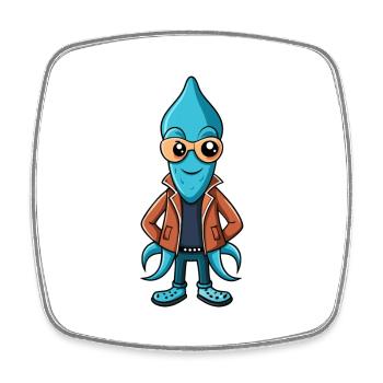 Squid Funny Cartoon Kawaii Jacket Sunglasses - Square fridge magnet - white - Front