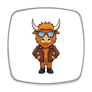 Yak Funny Cartoon Kawaii Veste Lunettes de soleil - Magnet carré - blanc - Devant