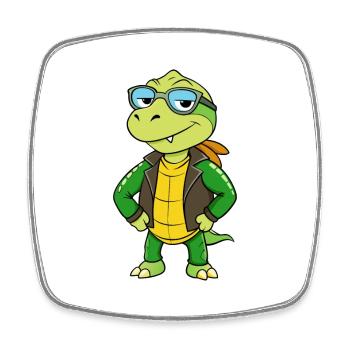 Turtle Funny Cartoon Kawaii Jacket Sunglasses - Square fridge magnet - white - Front