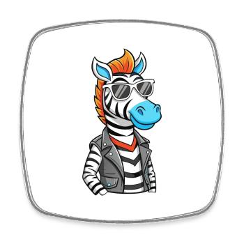Zebra Funny Cartoon Kawaii Jacket Sunglasses - Square fridge magnet - white - Front