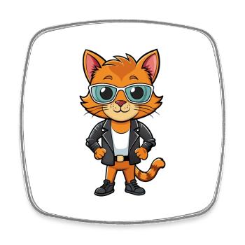 Kitten Funny Cartoon Kawaii Jacket Sunglasses - Square fridge magnet - white - Front