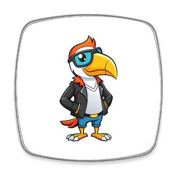 Toucan Funny Cartoon Kawaii Jacket Sunglasses - Square fridge magnet - white - Front