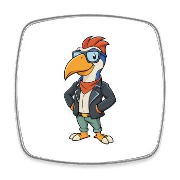 Toucan Funny Cartoon Kawaii Jacket Sunglasses - Square fridge magnet - white - Front