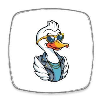 Swan Funny Cartoon Kawaii Jacke Sonnenbrille - Viereckiger Kühlschrankmagnet - Weiß - Vorne