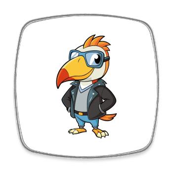 Toucan Funny Cartoon Kawaii Jacket Sunglasses - Square fridge magnet - white - Front