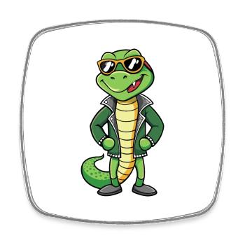 Schlange Lustige Cartoon Kawaii Jacke Sonnenbrille - Viereckiger Kühlschrankmagnet - Weiß - Vorne