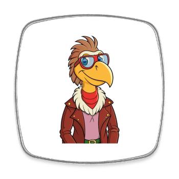 Vulture Lustige Cartoon Kawaii Jacke Sonnenbrille - Viereckiger Kühlschrankmagnet - Weiß - Vorne