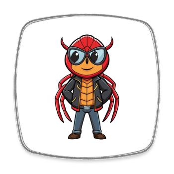 Spider Funny Cartoon Kawaii Jacket Sunglasses - Square fridge magnet - white - Front