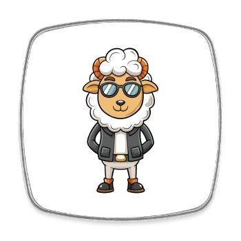 Schaf Lustige Cartoon Kawaii Jacke Sonnenbrille - Viereckiger Kühlschrankmagnet - Weiß - Vorne