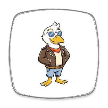 Seagull Funny Cartoon Kawaii Jacket Sunglasses - Square fridge magnet - white - Front