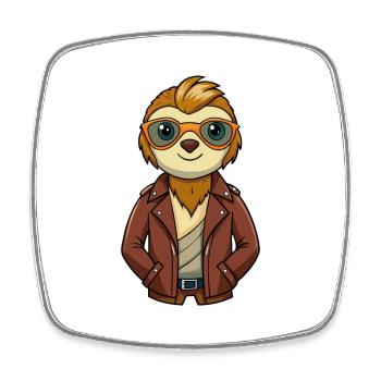 Sloth Funny Cartoon Kawaii Jacket Sunglasses - Square fridge magnet - white - Front