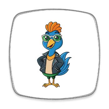 Lunettes de soleil Peacock Funny Cartoon Kawaii Jacket - Magnet carré - blanc - Devant
