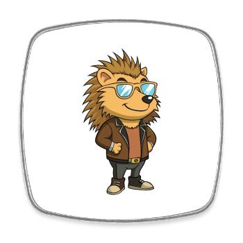 Porcupine Funny Cartoon Kawaii Jacket Sunglasses - Square fridge magnet - white - Front