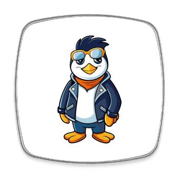 Penguin Funny Cartoon Kawaii Jacket Sunglasses - Square fridge magnet - white - Front