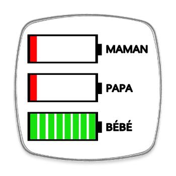 MAMA PAPA BABY - Viereckiger Kühlschrankmagnet - Weiß - Vorne