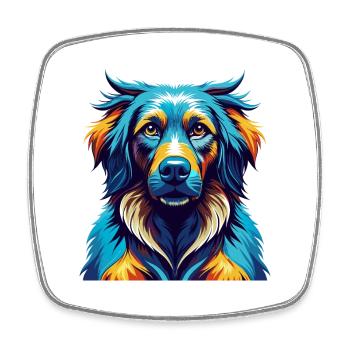Race de chien Kuchi afghan Dessin animé coloré Kawaii - Magnet carré - blanc - Devant