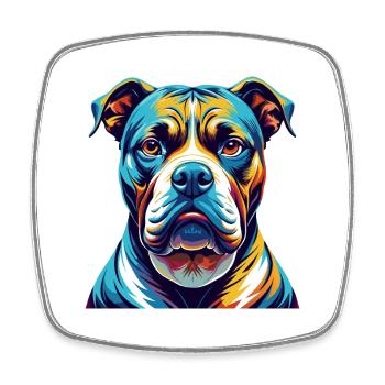 Bouledogue américain race coloré dessin animé Kawaii - Magnet carré - blanc - Devant