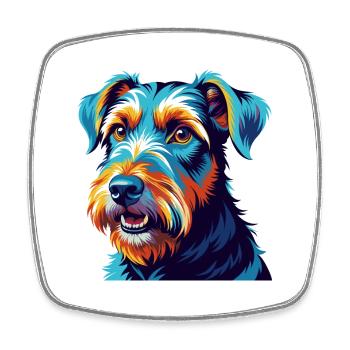 Airedale Terrier Hunderasse Bunte Karikatur Kawaii - Viereckiger Kühlschrankmagnet - Weiß - Vorne