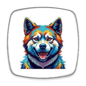Akita Hunderasse Buntes Aquarell Karikatur Kawaii - Viereckiger Kühlschrankmagnet - Weiß - Vorne