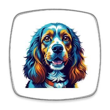 Cocker américain Spaniel Chien Race Dessin animé Kawaii - Magnet carré - blanc - Devant