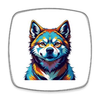 Akita Inu Hunderasse Bunte Karikatur Kawaii - Viereckiger Kühlschrankmagnet - Weiß - Vorne