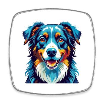 Australian Shepherd Dog Breed Cartoon Kawaii - Square fridge magnet - white - Front