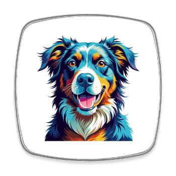 Baskischer Schäferhund Hunderasse Bunte Karikatur Kawaii - Viereckiger Kühlschrankmagnet - Weiß - Vorne