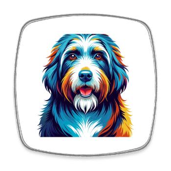 Bearded Collie Chien Race Coloré Dessin Animé Kawaii - Magnet carré - blanc - Devant
