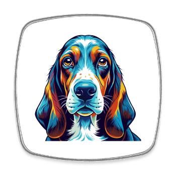 Basset Hound Hunderasse Bunte Karikatur Kawaii - Viereckiger Kühlschrankmagnet - Weiß - Vorne
