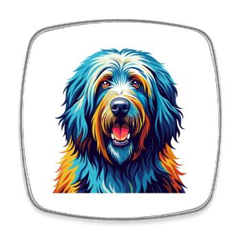 Bergamasco Sheepdog Breed Colorful Cartoon Kawaii - Square fridge magnet - white - Front