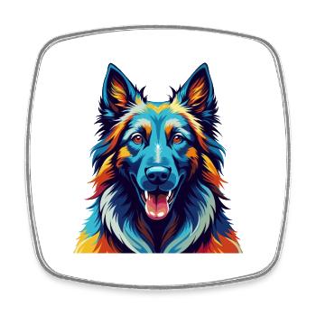 Belgian Tervuren Dog Breed Colorful Cartoon Kawaii - Square fridge magnet - white - Front