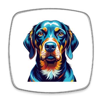 Noir Et Tan Coonhound Chien Race Dessin Animé Kawaii - Magnet carré - blanc - Devant
