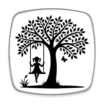 Motif de silhouette d’une fille sur la balançoire - Magnet carré - blanc - Devant
