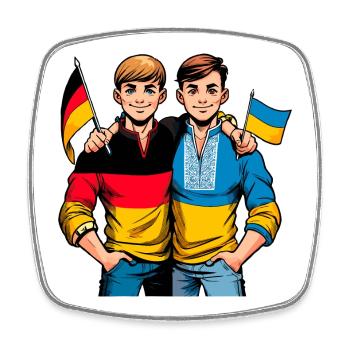 Amitié germano-ukrainienne - Magnet carré - blanc - Devant