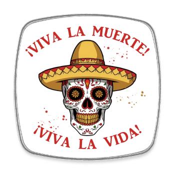 Bunte Calavera Totenschädel Schädel viva la muerte - Viereckiger Kühlschrankmagnet - Weiß - Vorne