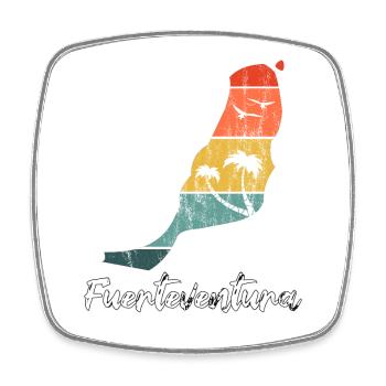 Fuerteventura outline map Canary Islands retro vintage - Square fridge magnet - white - Front