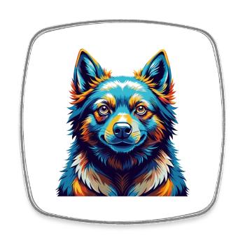 Schipperke Hunderasse Bunte Karikatur Kawaii - Viereckiger Kühlschrankmagnet - Weiß - Vorne