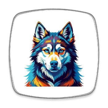 Husky sibérien race chien dessin animé coloré Kawaii - Magnet carré - blanc - Devant