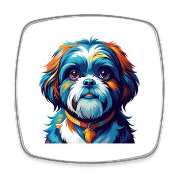 Shih Tzu Dog Breed Colorful Cartoon Kawaii - Square fridge magnet - white - Front