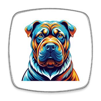 Shar Pei Hunderasse Bunte Karikatur Kawaii - Viereckiger Kühlschrankmagnet - Weiß - Vorne