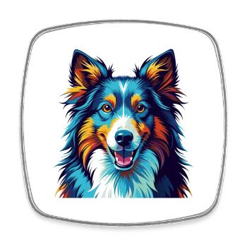Sheltie Dog Breed Colorful Cartoon Kawaii - Square fridge magnet - white - Front