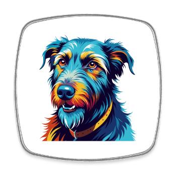Scottish Deerhound Dog Breed Cartoon Kawaii - Square fridge magnet - white - Front